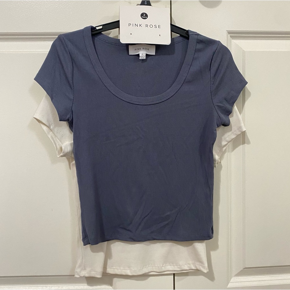 NWT Pink Rose Fitted T-Shirts (Set of 2, Size Small)